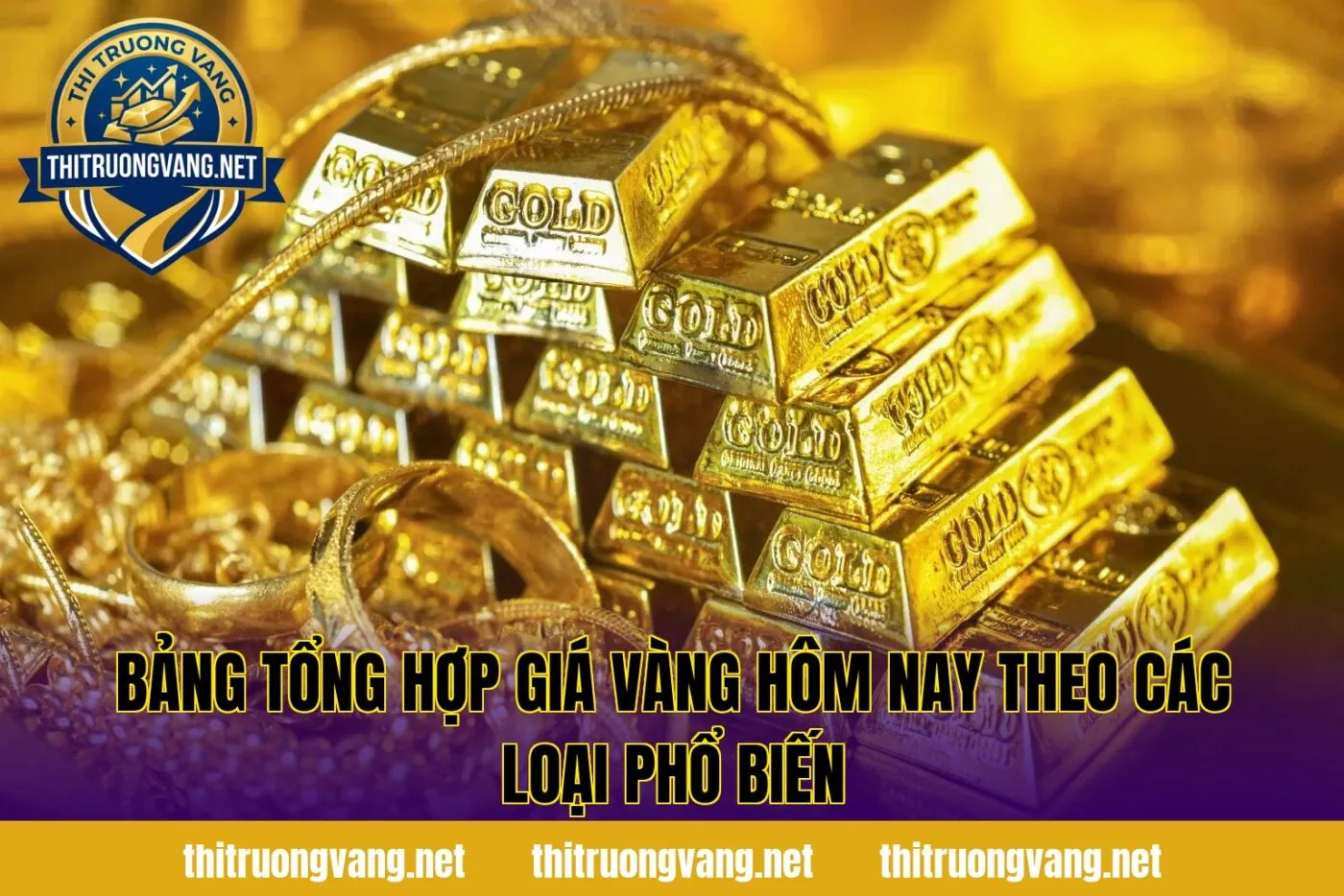 Bảng tổng hợp giá vàng hôm nay theo các loại phổ biến