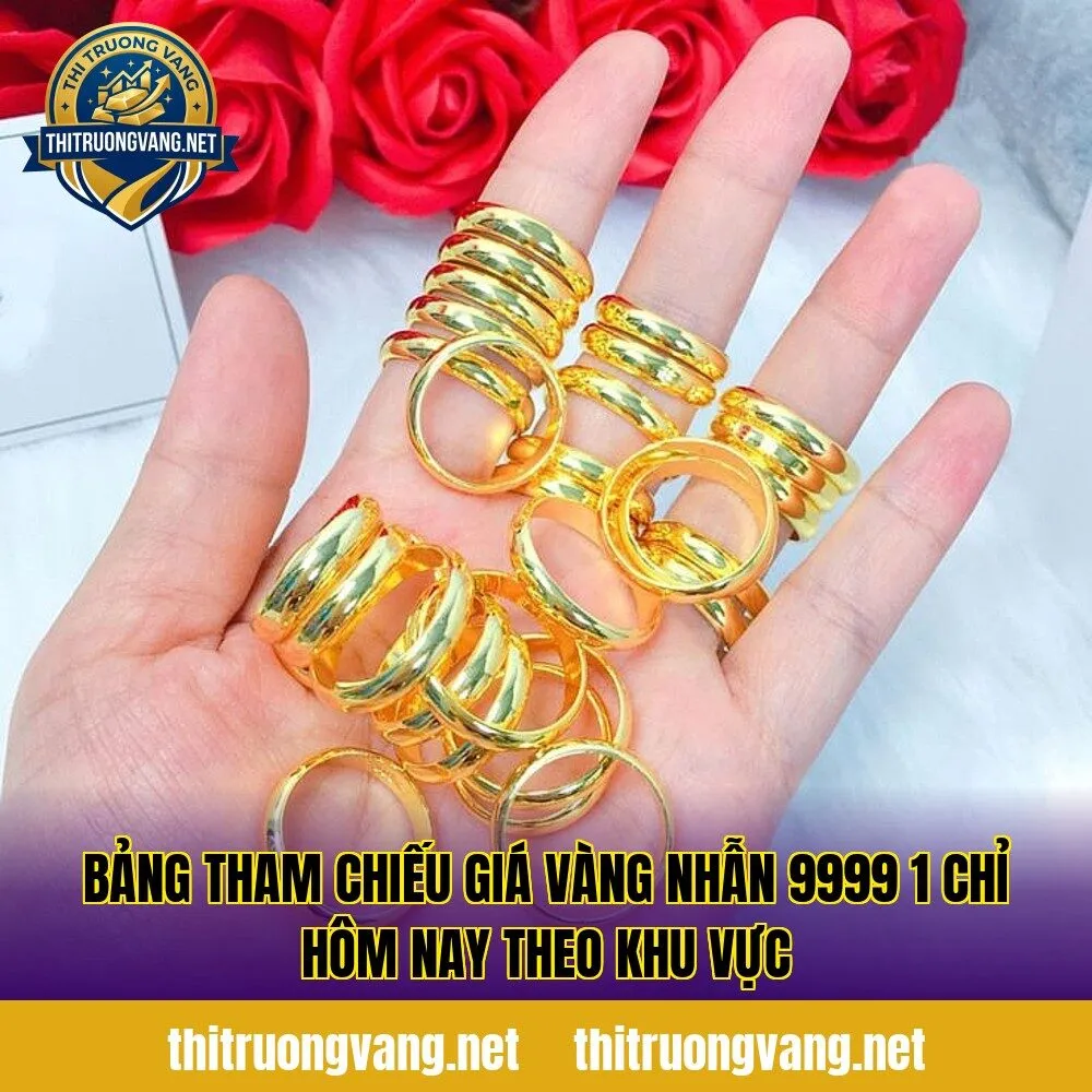 Bảng tham chiếu giá vàng nhẫn 9999 1 chỉ hôm nay theo khu vực